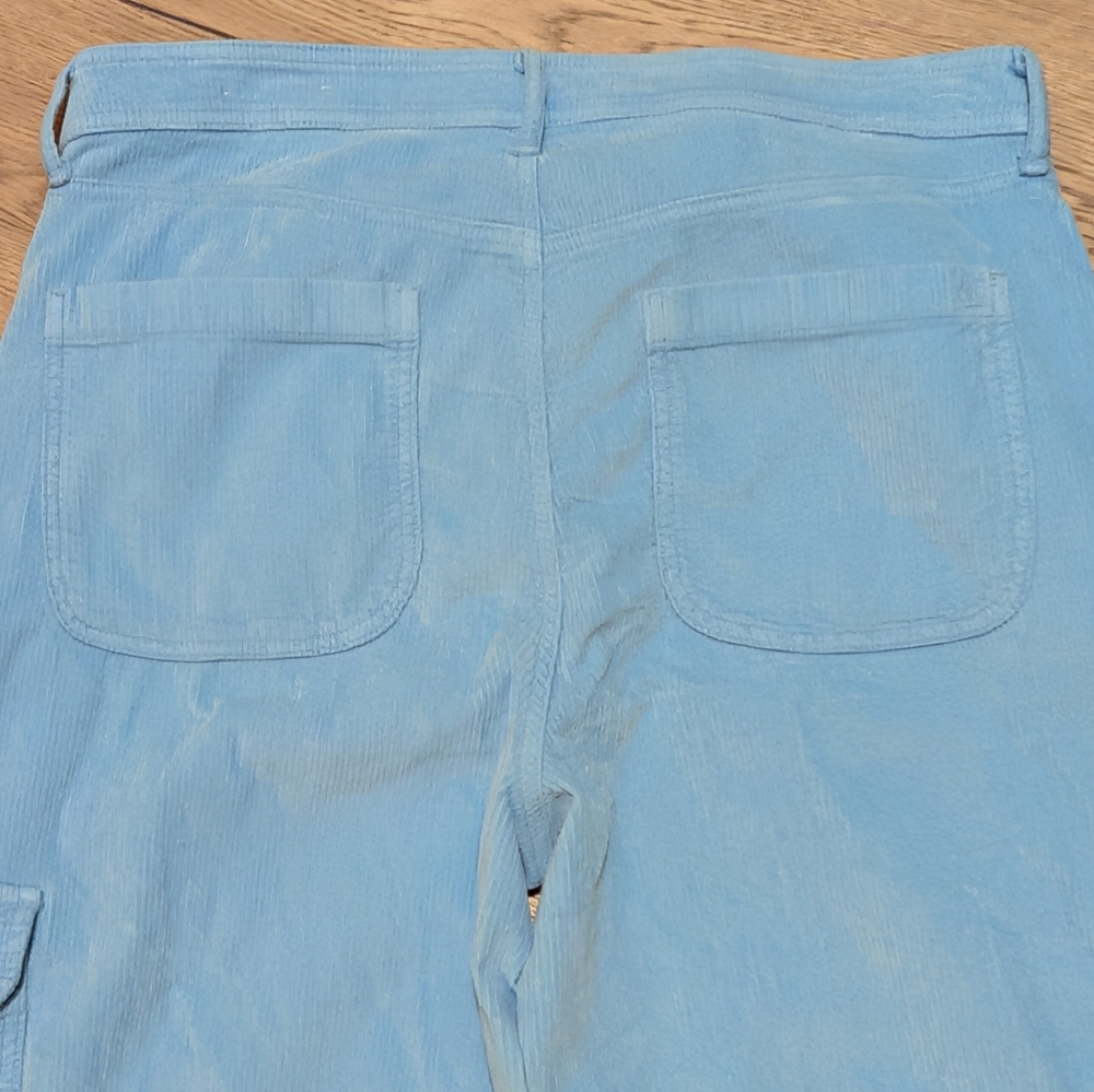American Eagle Pants Plus 16 Sky Blue Super High Rise Baggy Wide Leg Corduroy - Picture 6 of 6